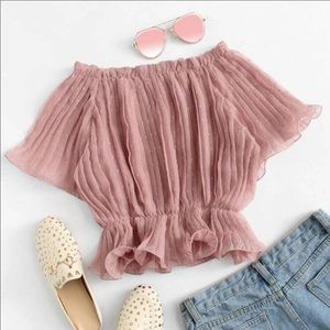 Off shoulder pleated top
